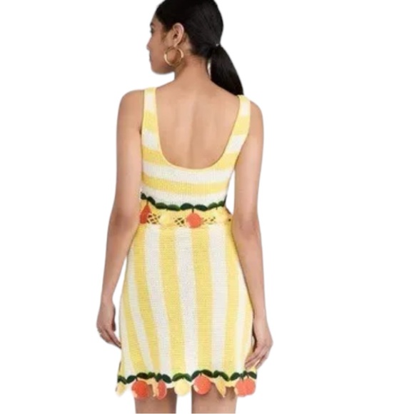 NWT Staud Knit Embroidered Citrus Wallflower Crochet Mini Dress size Large - Picture 5 of 12